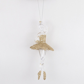 Украшение подвесное Балерина (пластик), 17х7см, прозрачн./шамп. в интернет-магазине флористических аксессуаров Азалия Декор
