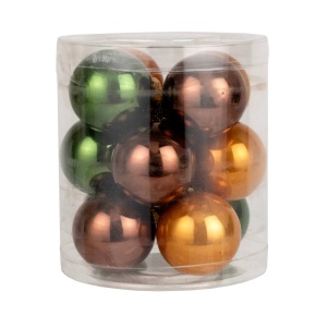 Набор шаров 12шт. в тубе (стекло), D4см, в асс.,кор./зел. в интернет-магазине флористических аксессуаров Азалия Декор
