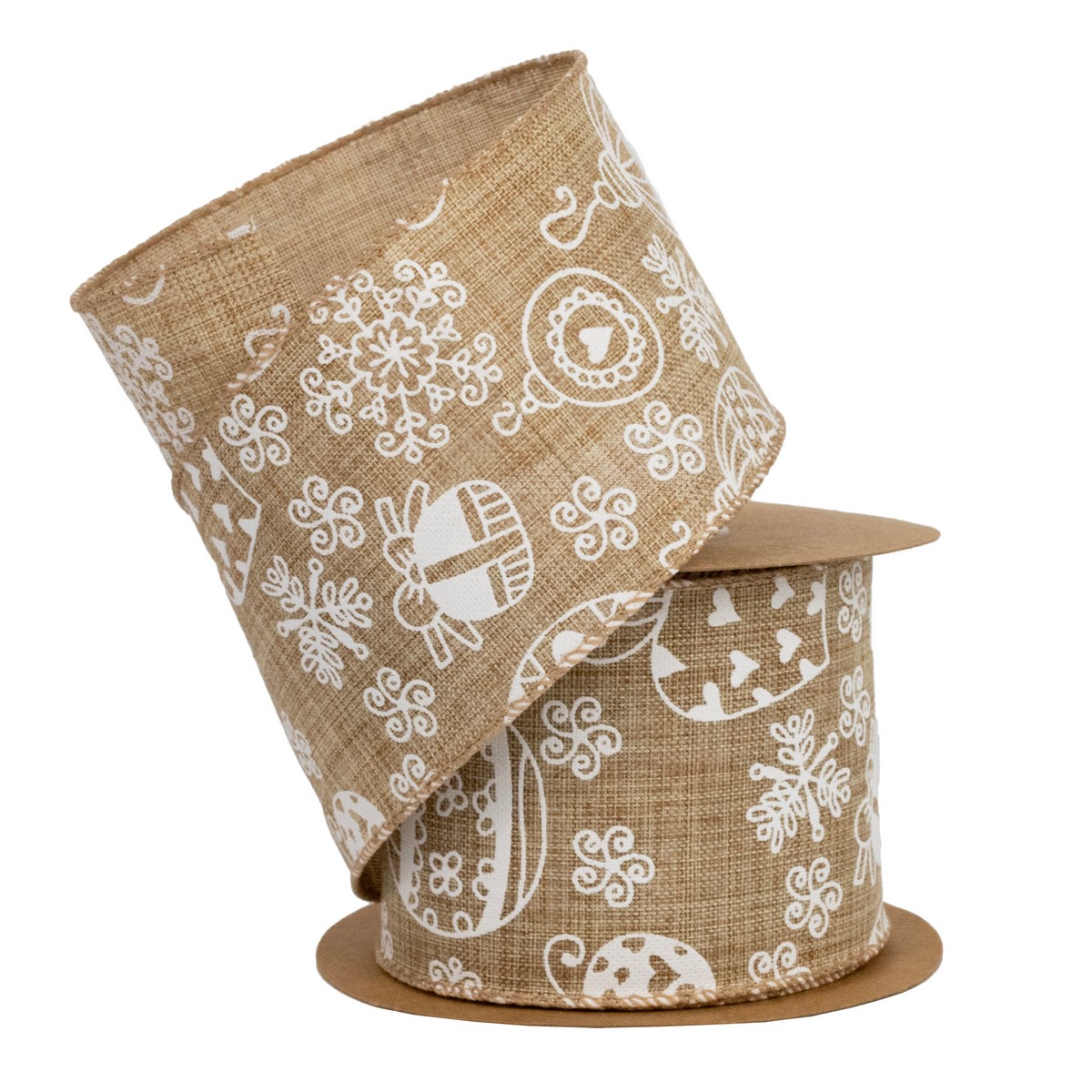 Лента Шары (полиэстер), 63 мм 5 м, натуральный/белый в интернет-магазине флористических аксессуаров Азалия Декор