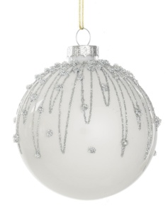Украшение подвесное Шар (стекло), D8см, белый в интернет-магазине флористических аксессуаров Азалия Декор