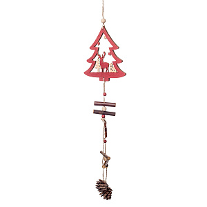 Украшение подвесное (дерево), Н50х12см, натур./красн., в асс. в интернет-магазине флористических аксессуаров Азалия Декор