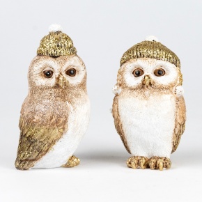 Сувенир Совенок в шапке (полирезин), Н10,5х6х5,5см, в асс., золотой в интернет-магазине флористических аксессуаров Азалия Декор