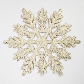 Украшение подвесное Снежинка с глиттером (дерево), 25х25см, шамп., асс. в интернет-магазине флористических аксессуаров Азалия Декор