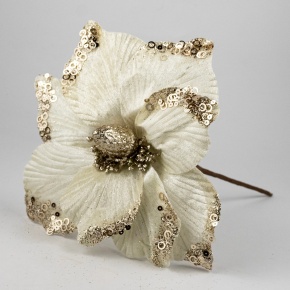 Магнолия с глиттером на вставке, D25см, шампань в интернет-магазине флористических аксессуаров Азалия Декор