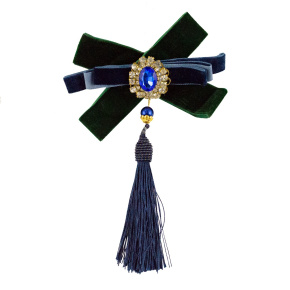 Украшение Бант, 11,5х17см, синий/зеленый в интернет-магазине флористических аксессуаров Азалия Декор