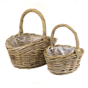Набор корзин плетеных 2шт. (ротанг), 37x27x19xH35см, серый в интернет-магазине флористических аксессуаров Азалия Декор
