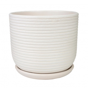 Цв. горшок с поддоном Лоза (керамика), D15xH13см, 1,6л, белый в интернет-магазине флористических аксессуаров Азалия Декор