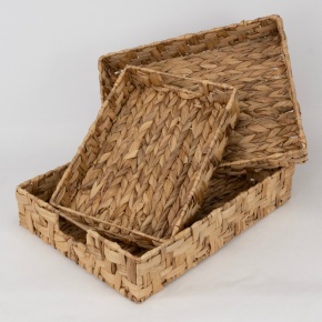 Набор подносов плетеных 3шт, (растительный материал), 45х35xH9см, натуральный в интернет-магазине флористических аксессуаров Азалия Декор