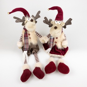 Сувенир Лось Мальчик/Девочка сидящий, Н48х18х18см, в асс., красный в интернет-магазине флористических аксессуаров Азалия Декор