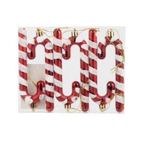 Набор украшений Конфеты 6шт. (пластик), 11,5х4см,  красный в интернет-магазине флористических аксессуаров Азалия Декор