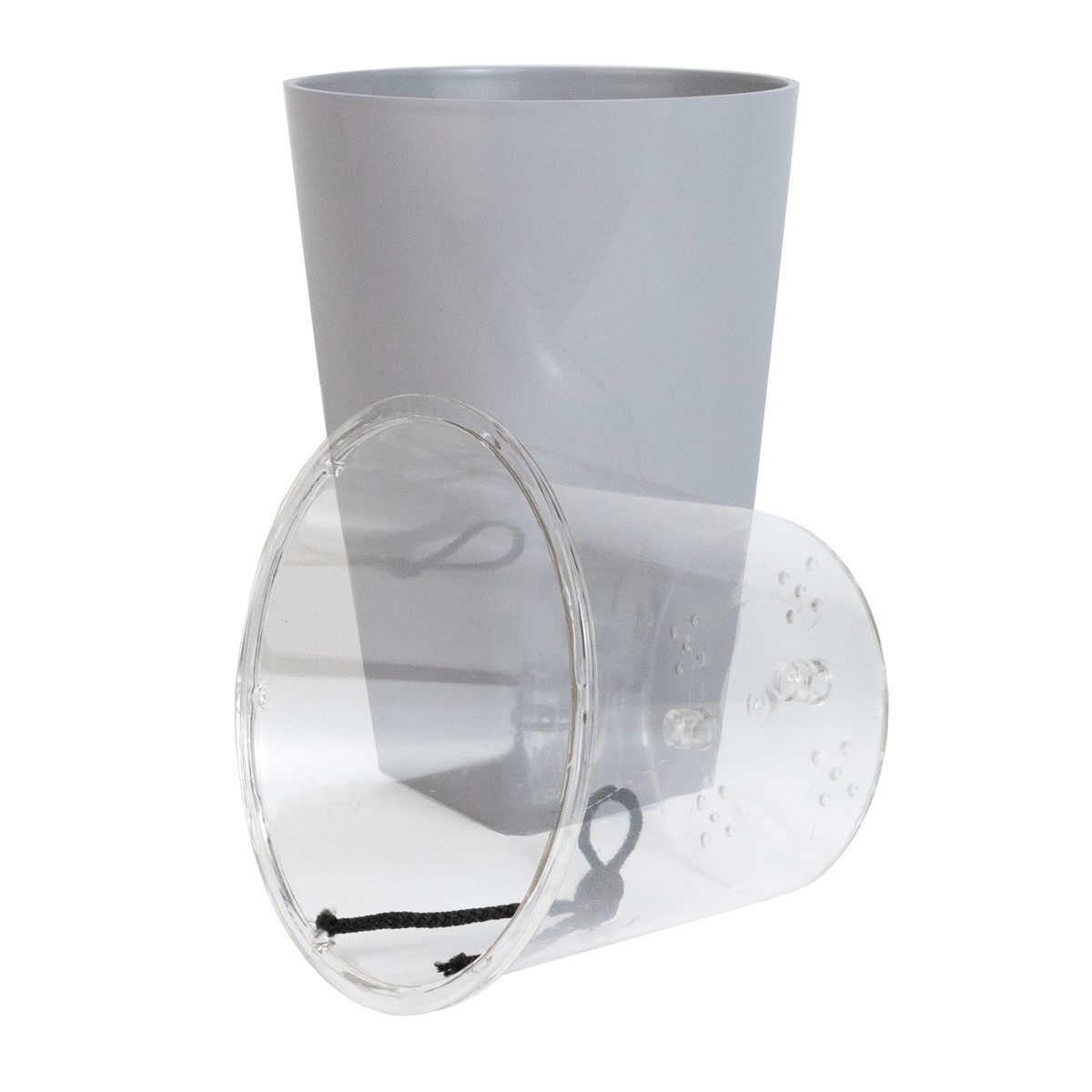 Кашпо Грейс со вставкой (пластик), D12xH18см, 1,3л, серый в интернет-магазине флористических аксессуаров Азалия Декор