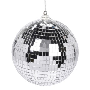 Украшение подвесное Шар (пенопласт/стекло), D15см, серебряный в интернет-магазине флористических аксессуаров Азалия Декор