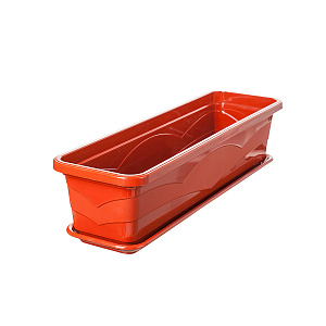 Ящик балконный с поддоном (пластик), 60хH15см, 9л, терракотовый в интернет-магазине флористических аксессуаров Азалия Декор