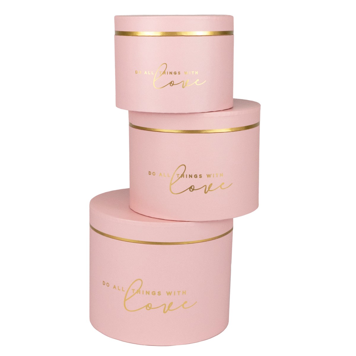 Набор коробок подарочных круглых 3шт., D17,5xH14,5см, розовый в интернет-магазине флористических аксессуаров Азалия Декор