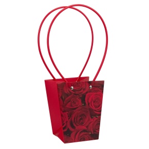 Пакет для цветов водостойкий Розы (крафт), 13х9,5х15см (в уп. 10шт.), красный в интернет-магазине флористических аксессуаров Азалия Декор
