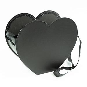 Коробка подарочная Сердце, 27х12хН22,5см, черный в интернет-магазине флористических аксессуаров Азалия Декор