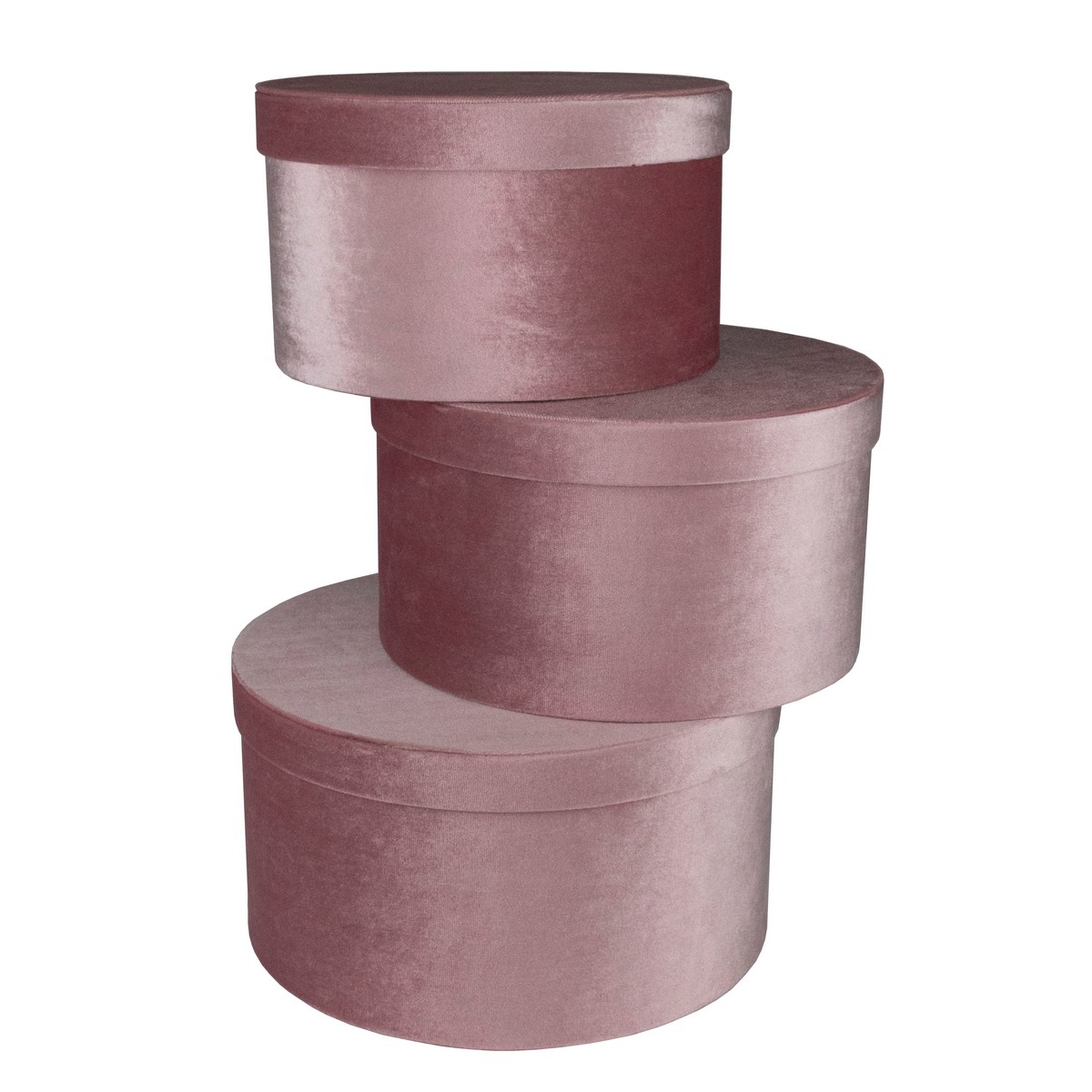 Набор коробок подарочных круглых  3шт, D29,7xH16 см, нежно-розовый в интернет-магазине флористических аксессуаров Азалия Декор
