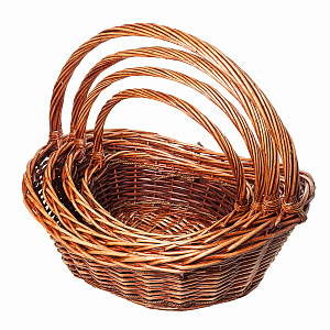 Набор корзин плетеных 4шт. (ива), 56x38x22/15xH46см, темно-коричневый в интернет-магазине флористических аксессуаров Азалия Декор