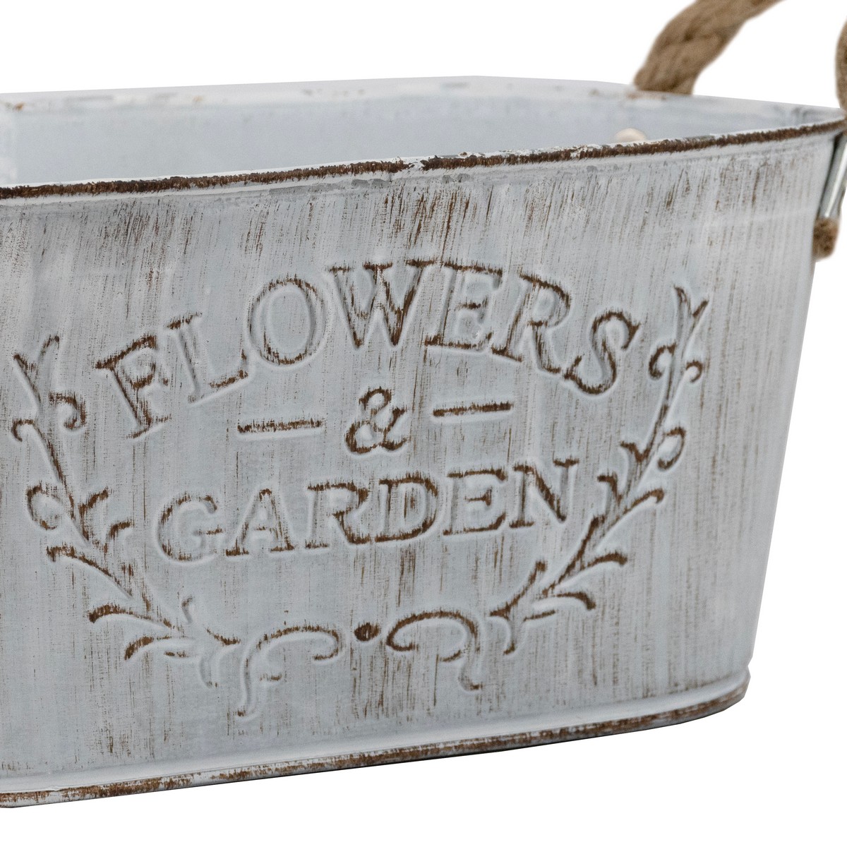 Кашпо с ручками (металл), 24x14хH11см, белый в интернет-магазине флористических аксессуаров Азалия Декор