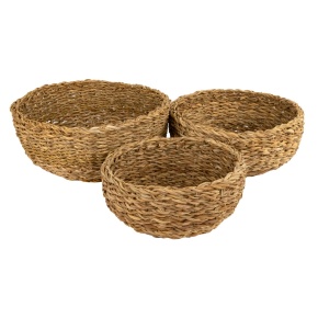 Набор кашпо плетеных 3шт. (растительный материал),  D36xH17см, натуральный в интернет-магазине флористических аксессуаров Азалия Декор