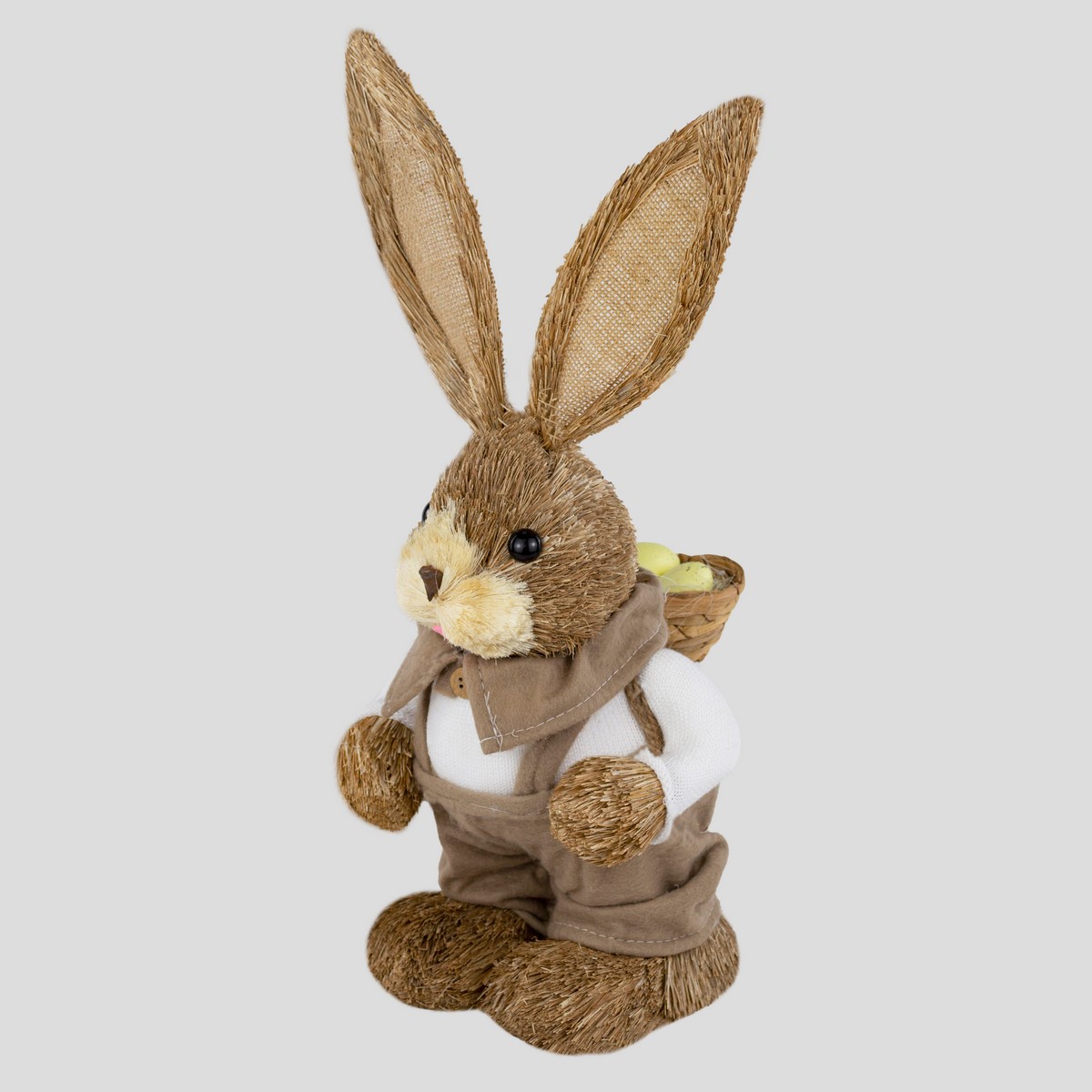 Сувенир Заяц Мальчик/Девочка (пенопласт/трава), H45см, в асс., коричневый в интернет-магазине флористических аксессуаров Азалия Декор