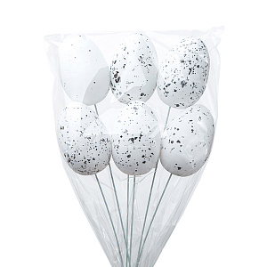 Набор яиц на вставке 6шт. (пенопласт), H30х6см, бел. в интернет-магазине флористических аксессуаров Азалия Декор