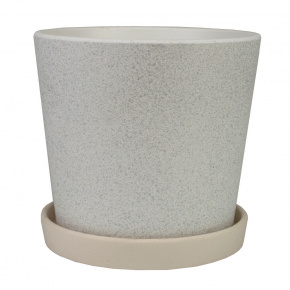 Цв. горшок с поддоном Грильяж (бетон), D17xH15см, 2,28л, белый в интернет-магазине флористических аксессуаров Азалия Декор