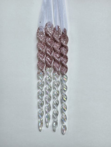 Набор украшений подвесных Сосулька с глиттером 4шт. (пластик), 13,5см, розовый в интернет-магазине флористических аксессуаров Азалия Декор