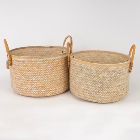 Набор корзин плетеных 2шт. (бамбук), D40xH26см, отбеленный в интернет-магазине флористических аксессуаров Азалия Декор