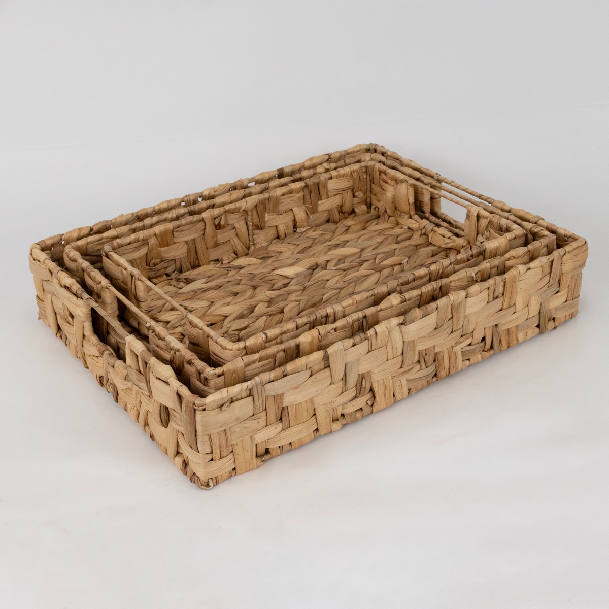 Набор подносов плетеных 3шт, (растительный материал), 45х35xH9см, натуральный в интернет-магазине флористических аксессуаров Азалия Декор