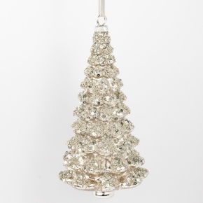 Украшение подвесное Елочка (стекло), Н18х10х10см, серебряный в интернет-магазине флористических аксессуаров Азалия Декор