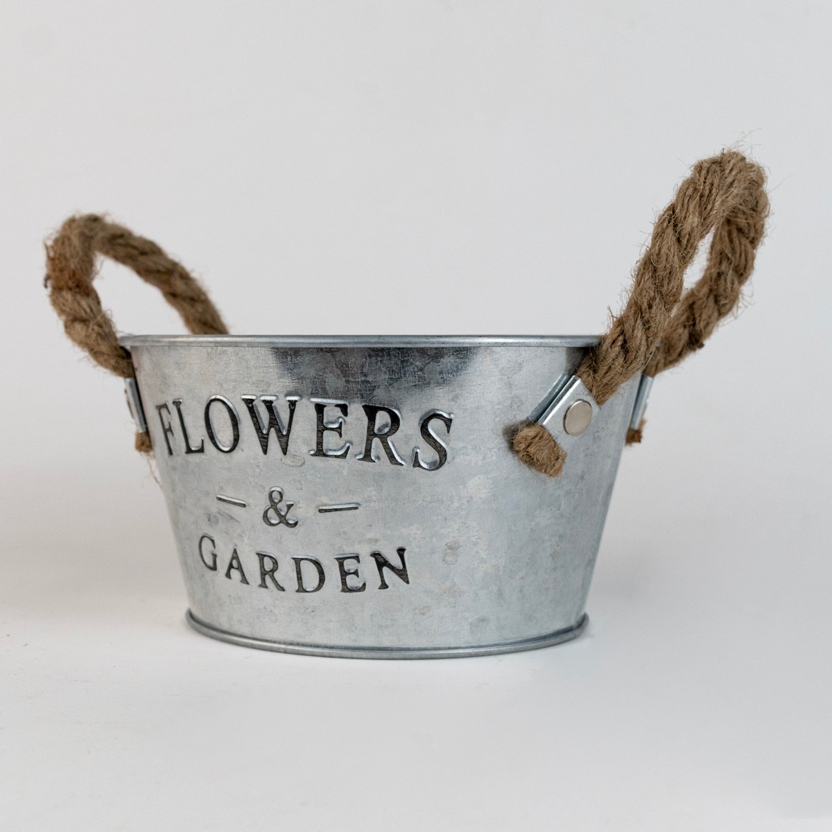 Кашпо с ручками Флауэрс (металл), H8x15x11см, натуральный в интернет-магазине флористических аксессуаров Азалия Декор