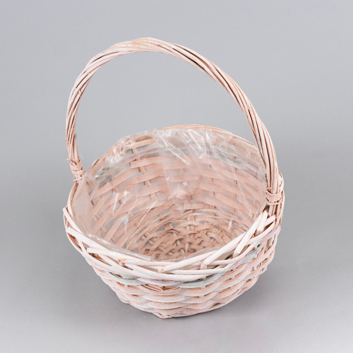 Набор корзин плетеных 3шт. (ива), D32x15xH35см, отбеленый/розовый/зеленый в интернет-магазине флористических аксессуаров Азалия Декор