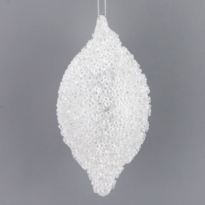 Украшение подвесное Луковица (стекло), 13х6см, белый в интернет-магазине флористических аксессуаров Азалия Декор