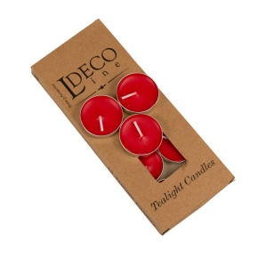 Набор свечей чайных 10шт, D3,5см, красный в интернет-магазине флористических аксессуаров Азалия Декор