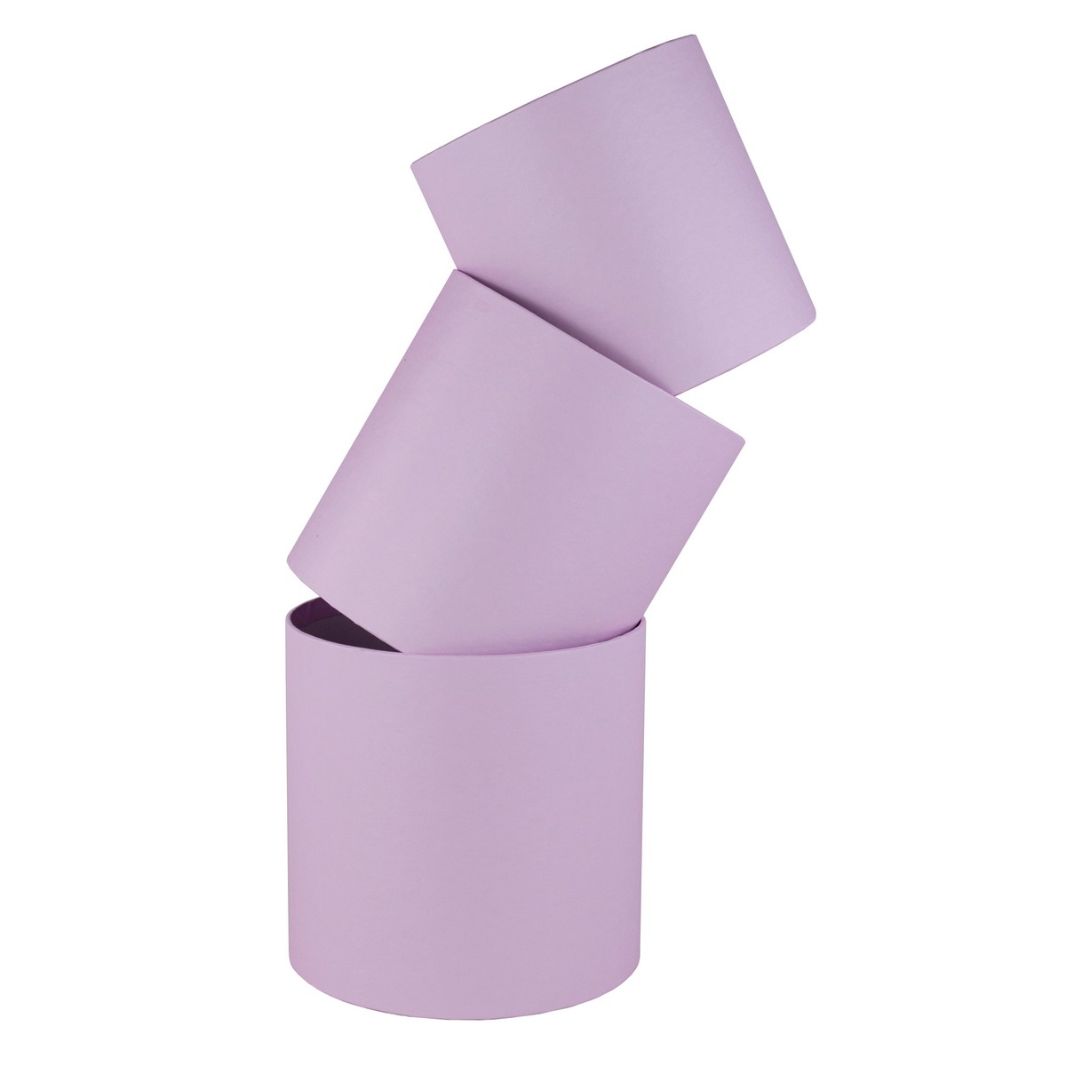 Набор коробок подарочных круглых без крышки 3шт., D16xH16 см, светло-сиреневый в интернет-магазине флористических аксессуаров Азалия Декор