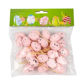 Набор яиц на вставке 36шт., 1,8х2,5см, роз. в интернет-магазине флористических аксессуаров Азалия Декор