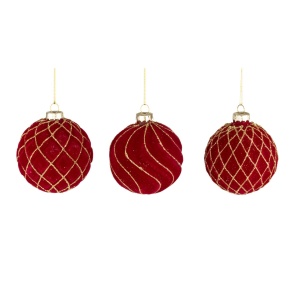 Украшение подвесное Шар (стекло), D8см, в асс., красный в интернет-магазине флористических аксессуаров Азалия Декор