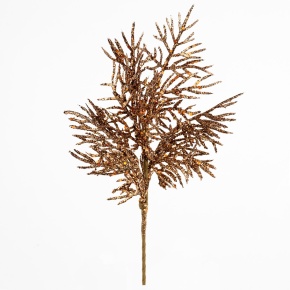 Ветка Туи с глиттером, 27см, коричневый в интернет-магазине флористических аксессуаров Азалия Декор