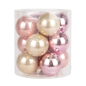 Набор шаров 12шт. в тубе (стекло), D4см, в асс., бел./роз. в интернет-магазине флористических аксессуаров Азалия Декор