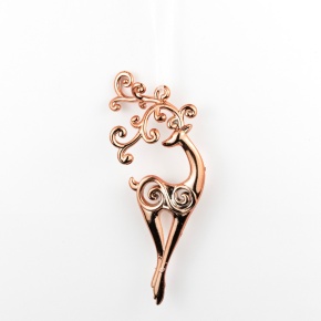 Украшение подвесное Олень (пластик), Н17,6х6,8см, розовое золото в интернет-магазине флористических аксессуаров Азалия Декор