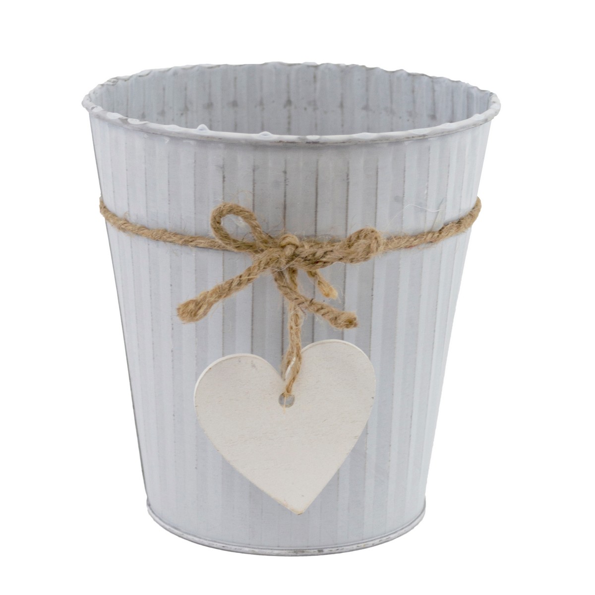 Кашпо Сердце (металл), D14хH15см, белый в интернет-магазине флористических аксессуаров Азалия Декор
