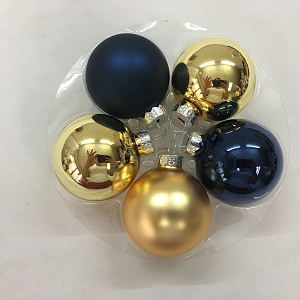 Набор шаров 12шт. в тубе (стекло), D3см, микс зол./син. в интернет-магазине флористических аксессуаров Азалия Декор