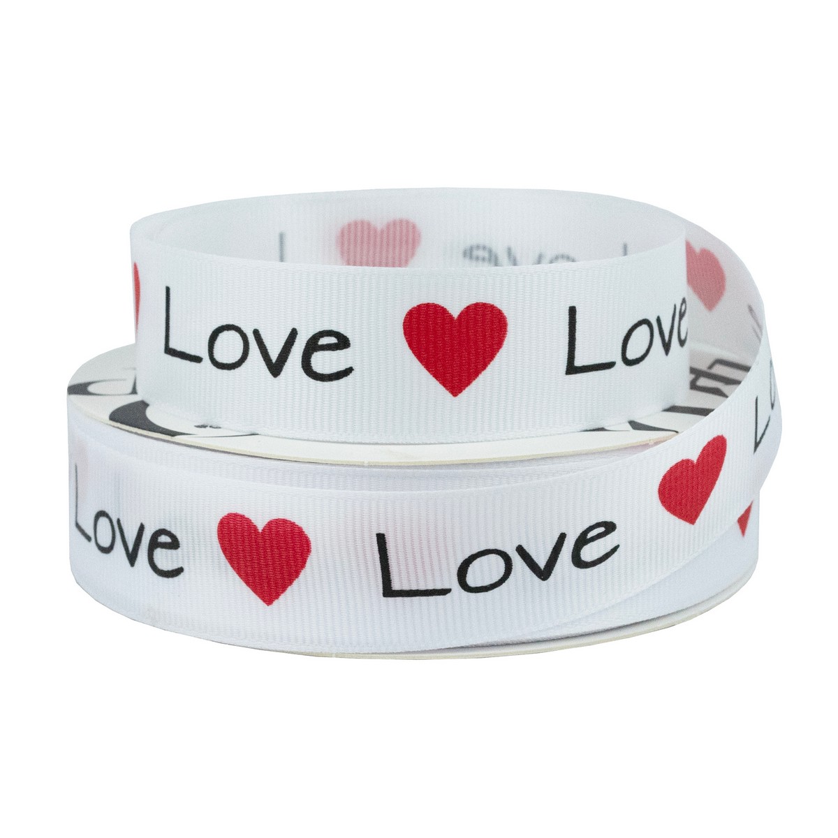 Лента Love (полиэстер), 25 мм 18,2 м, белый в интернет-магазине флористических аксессуаров Азалия Декор