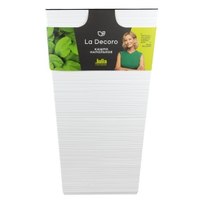 Кашпо квадратное со вставкой Ля Декоро (пластик), 37х37xH68см, 34,5л, белый в интернет-магазине флористических аксессуаров Азалия Декор
