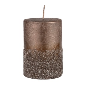 Свеча-столбик с глиттером, H10xD7см, коричневый в интернет-магазине флористических аксессуаров Азалия Декор