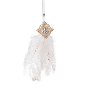 Украшение подвесное Перо, Н23см, бел. в интернет-магазине флористических аксессуаров Азалия Декор