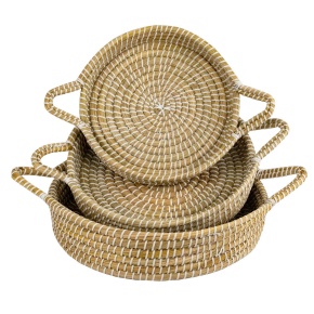 Набор подносов плетеных 3шт. (растительный материал), D43xH10см, натуральный в интернет-магазине флористических аксессуаров Азалия Декор