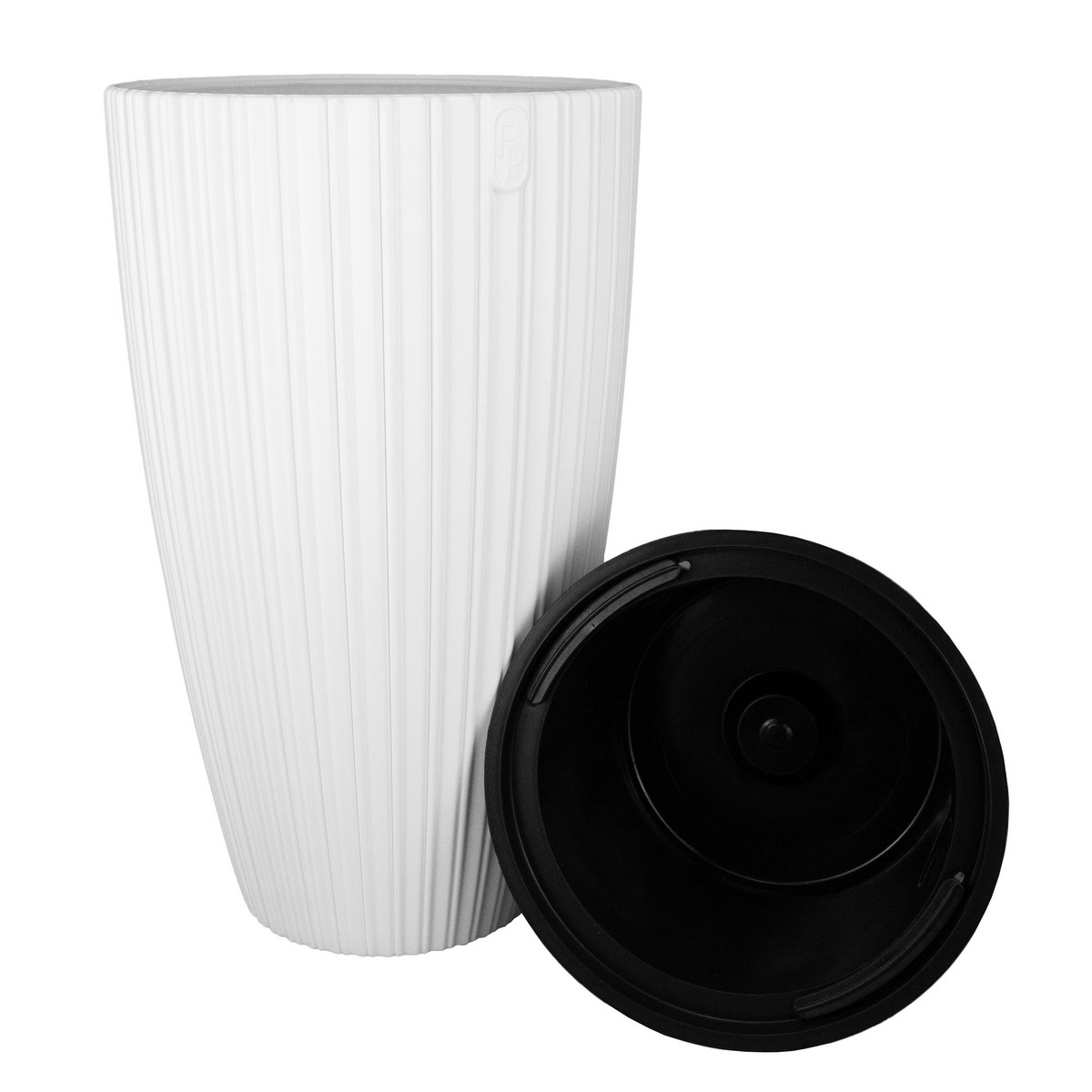 Кашпо со вставкой Мика Слим (пластик), D38xH58см, 13,7л, белый в интернет-магазине флористических аксессуаров Азалия Декор