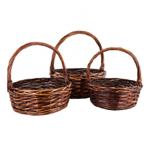 Набор корзин плетеных 3шт. (ива), D36x14xH38см, темно-коричневый в интернет-магазине флористических аксессуаров Азалия Декор